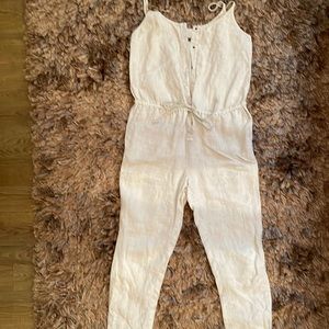 Vintage Enza Costa Beige Linen Jumpsuit